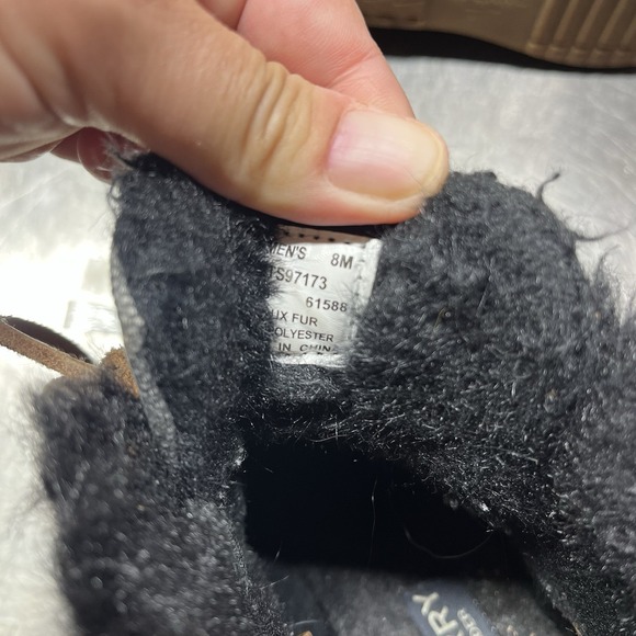 Sperry Shoes Women's 8 Top-Sider Black Leather Wedge‎ Faux Fur Wedges - Picture 6 of 7